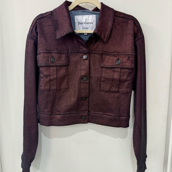 Juicy Couture Jackets & Blazers - Juicy Couture NWT Burgundy Bronze Lightweight Denim Button Down Jacket- XL